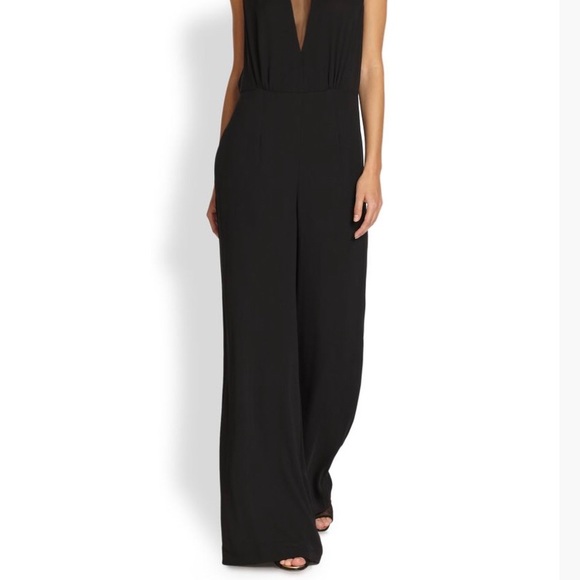 BCBG MAXAZRIA black jumpsuit, size small.  Vneck - Picture 3 of 4
